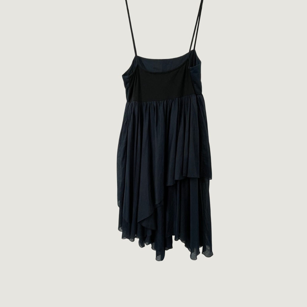 Stile Benetton Navy Tiered Babydoll Mini Dress Spaghetti Strap Cotton Y2K Boho L - Picture 3 of 5